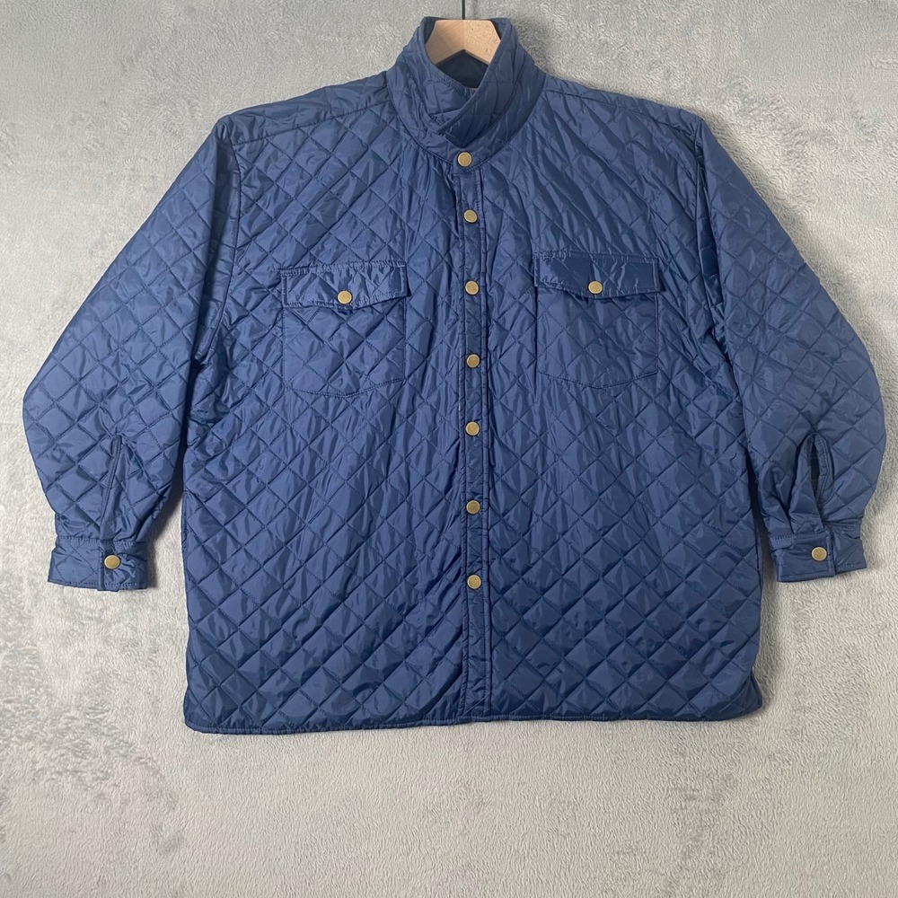 Vintage Quilted‎ Barn Jacket Mens XL Navy Blue Flannel Lined Classic Rugged
